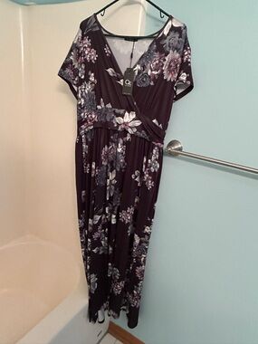 Floral Wrap Maxi Dress in Plum